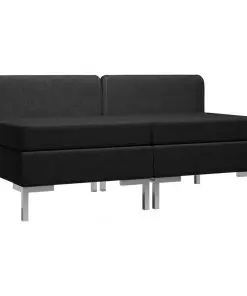 vidaXL Sectional Middle Sofas 2 pcs with Cushions Fabric Black