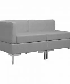 vidaXL Sectional Corner and Middle Sofas with Cushions Fabric Light Grey