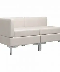 vidaXL 2 Piece Sofa Set Fabric Cream