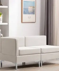 vidaXL 2 Piece Sofa Set Fabric Cream
