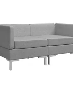 vidaXL Sectional Corner Sofas 2 pcs with Cushions Fabric Light Grey