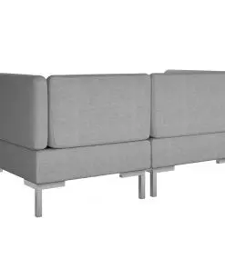vidaXL Sectional Corner Sofas 2 pcs with Cushions Fabric Light Grey