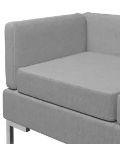 vidaXL Sectional Corner Sofas 2 pcs with Cushions Fabric Light Grey