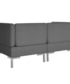 vidaXL Sectional Corner Sofas 2 pcs with Cushions Fabric Dark Grey
