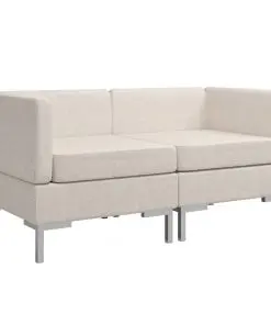 vidaXL Sectional Corner Sofas 2 pcs with Cushions Fabric Cream