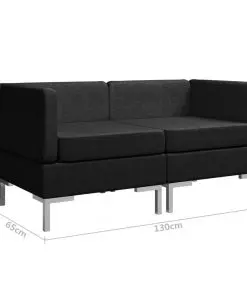 vidaXL Sectional Corner Sofas 2 pcs with Cushions Fabric Black