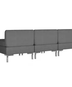 vidaXL Sectional Middle Sofas 3 pcs with Cushions Fabric Dark Grey