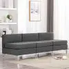vidaXL Sectional Middle Sofas 3 pcs with Cushions Fabric Dark Grey