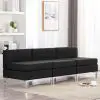 vidaXL Sectional Middle Sofas 3 pcs with Cushions Fabric Black vidaXL Sectional Middle Sofas 3 pcs with Cushions Fabric Black