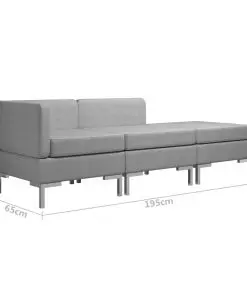 vidaXL 3 Piece Sofa Set Fabric Light Grey