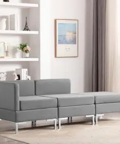 vidaXL 3 Piece Sofa Set Fabric Light Grey