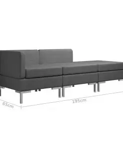 vidaXL 3 Piece Sofa Set Fabric Dark Grey