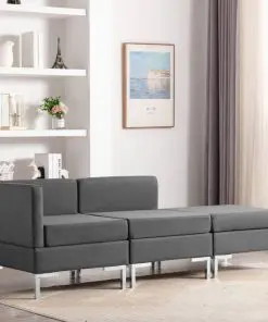 vidaXL 3 Piece Sofa Set Fabric Dark Grey