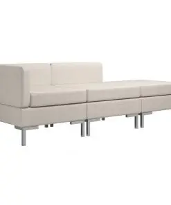 vidaXL 3 Piece Sofa Set Fabric Cream