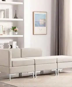 vidaXL 3 Piece Sofa Set Fabric Cream