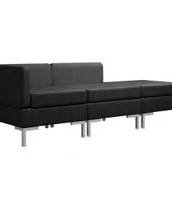 vidaXL 3 Piece Sofa Set Fabric Black