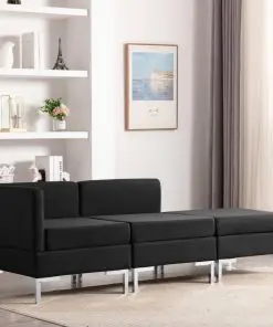 vidaXL 3 Piece Sofa Set Fabric Black