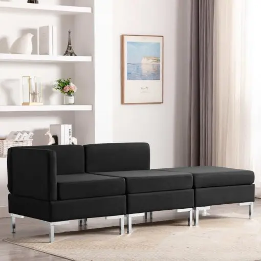 vidaXL 3 Piece Sofa Set Fabric Black