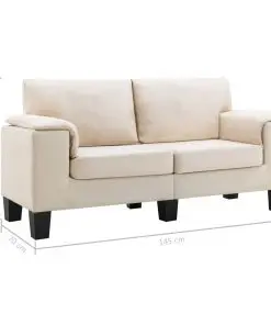 vidaXL 2-Seater Sofa Cream Fabric