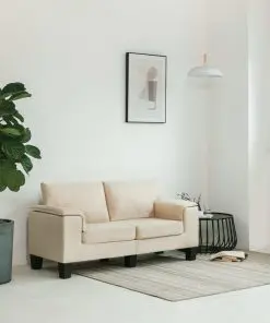 vidaXL 2-Seater Sofa Cream Fabric