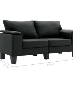 vidaXL 2-Seater Sofa Black Fabric