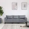 vidaXL 3-Seater Sofa Light Grey Fabric