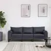 vidaXL 3-Seater Sofa Dark Grey Fabric