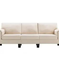 vidaXL 3-Seater Sofa Cream Fabric