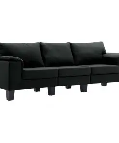vidaXL 3-Seater Sofa Black Fabric