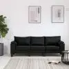 vidaXL 3-Seater Sofa Black Fabric