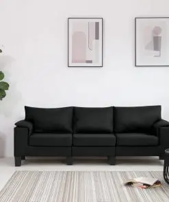 vidaXL 3-Seater Sofa Black Fabric