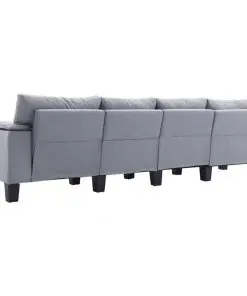 vidaXL 4-Seater Sofa Light Grey Fabric