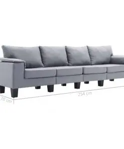 vidaXL 4-Seater Sofa Light Grey Fabric