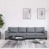 vidaXL 4-Seater Sofa Light Grey Fabric