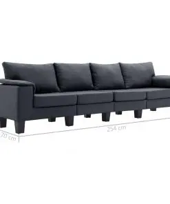 vidaXL 4-Seater Sofa Dark Grey Fabric