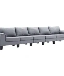 vidaXL 5-Seater Sofa Light Grey Fabric