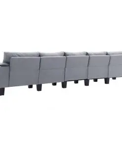 vidaXL 5-Seater Sofa Light Grey Fabric