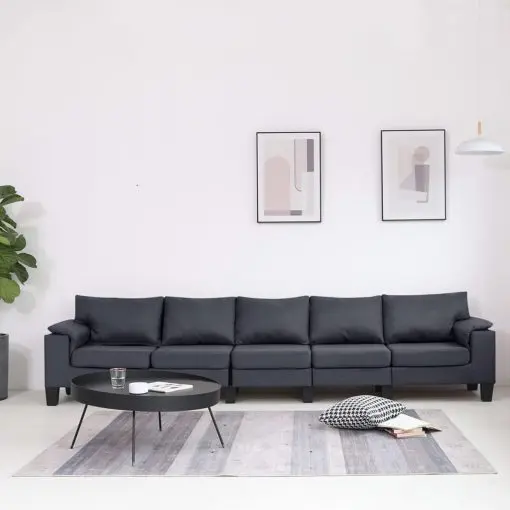 vidaXL 5-Seater Sofa Dark Grey Fabric