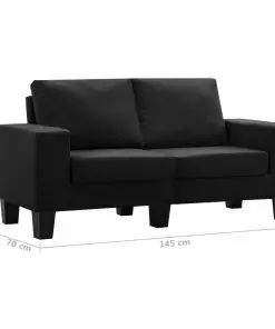 vidaXL 2-Seater Sofa Black Fabric