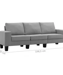 vidaXL 3-Seater Sofa Light Grey Fabric