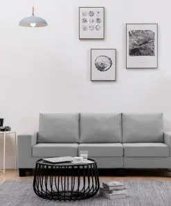 vidaXL 3-Seater Sofa Light Grey Fabric