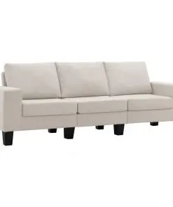 vidaXL 3-Seater Sofa Cream Fabric