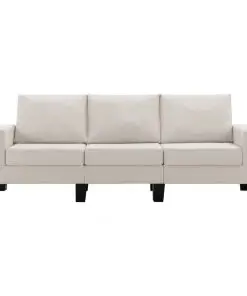 vidaXL 3-Seater Sofa Cream Fabric