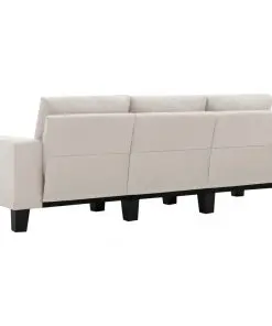 vidaXL 3-Seater Sofa Cream Fabric