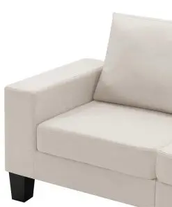 vidaXL 3-Seater Sofa Cream Fabric
