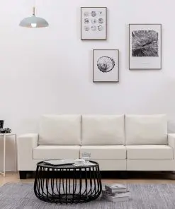 vidaXL 3-Seater Sofa Cream Fabric