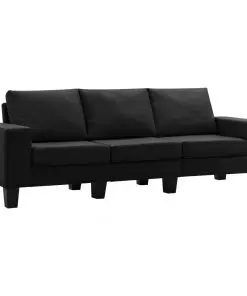 vidaXL 3-Seater Sofa Black Fabric