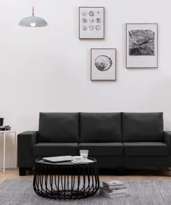 vidaXL 3-Seater Sofa Black Fabric