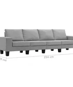 vidaXL 4-Seater Sofa Light Grey Fabric