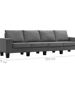 vidaXL 4-Seater Sofa Dark Grey Fabric